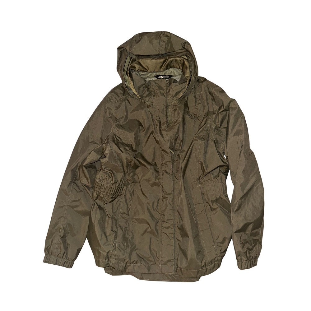 The North Face Womens XL DryVent Rain Jacket Olive Green Hooded Windbreaker Coat